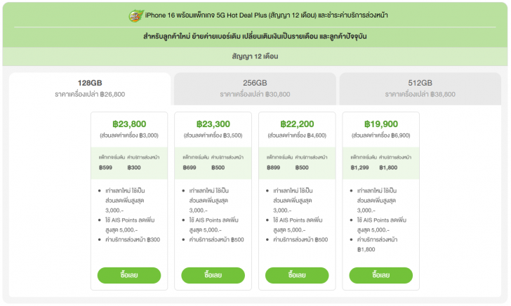 ซื้อ iPhone 16 ค่ายไหนดี ? เช็คโปรโมชัน ดูราคาจาก AIS dtac และ TrueMove H
