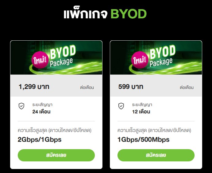 BYOD Broadband แพ็กเกจที่ให้คุณนำอุปกรณ์ Wi-Fi Router ของตนเองมาใช้ BYOD Broadband แพ็กเกจที่ให้คุณนำอุปกรณ์ Wi-Fi Router ของตนเองมาใช้