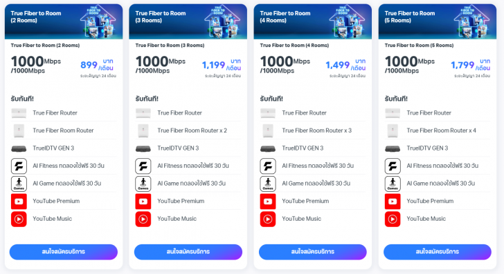 แพ็กเกจ True Fiber to Room