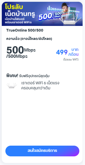 แพ็กเกจ TrueOnline โปรลับ เน็ตบ้านทรู