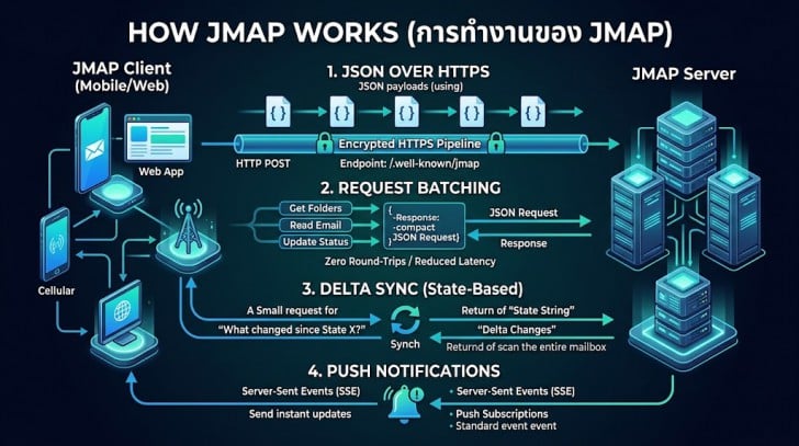 JMAP คืออะไร ? รู้จักโปรโตคอลอีเมลยุคใหม่ แทน SMTP/POP3 ฉลาด พัฒนาง่าย JMAP คืออะไร ? รู้จักโปรโตคอลอีเมลยุคใหม่ แทน SMTP/POP3 ฉลาด พัฒนาง่าย